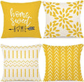 YCOLL Pillow Covers 22x22 Set of 4, Modern Sofa Throw Pillow Cover, Decorative Outdoor Linen Fabric Pillow Case for Couch Bed Car, Yellow by PillowCoversExpert