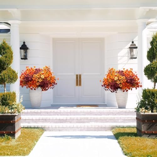 Grunyia 16 Bundles Artificial Fall Flowers Outdoor UV Resistant Faux Daisy, Colorful No Fade Autumn Decor for Front Door Porch Patio Yard Balcony Thanksgiving Christmas (Fall Mix) - Image 3