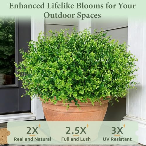 Yastouay Artificial Flowers for Outdoors UV Resistant, 22 Bundles Green Realistic Fake Outdoor Flowers Fake Plants, Faux Flowers for Outdoor Planters Front Porch Garden Window Box Farmhouse Decor - Image 3