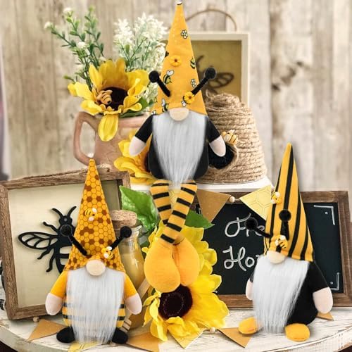 Bee Gnomes 3Pcs Fall Decorations for Home Sunflower Bee Gifts - Image 3