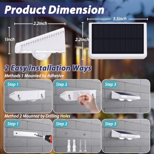 Brightever Solar Fence Lights White 8-Pack, 3 Modes (3000K/5000K/6500K) - Image 5