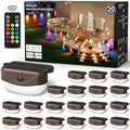Solar Deck Lights Outdoor 20 Pack, 12 Color Changing Solar Powered Step Lighting with Remote, IP67 Waterproof Led RGB Colors Lamp for Outside Fence, Step, Stair Railing, Wall, Patio, Pool by Unknown