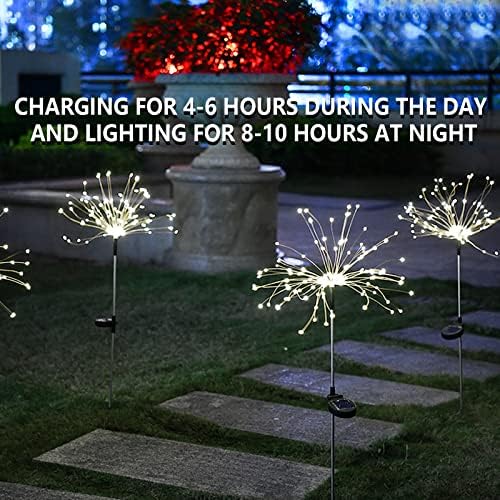 2 PCS Solar Firework Light, Outdoor Solar Garden Decorative Lights 120 LED Powered 40 Copper Wires String DIY Landscape Light for Walkway Pathway Backyard Christmas Decoration Parties (Cool White) - Image 6