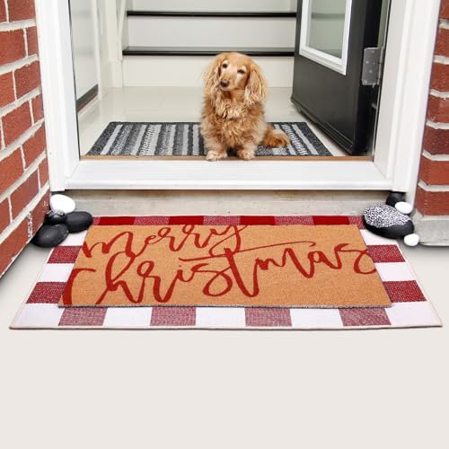 Tinideya 2 Pcs Christmas Layered Doormat Set for Front Porch Decor - Image 4