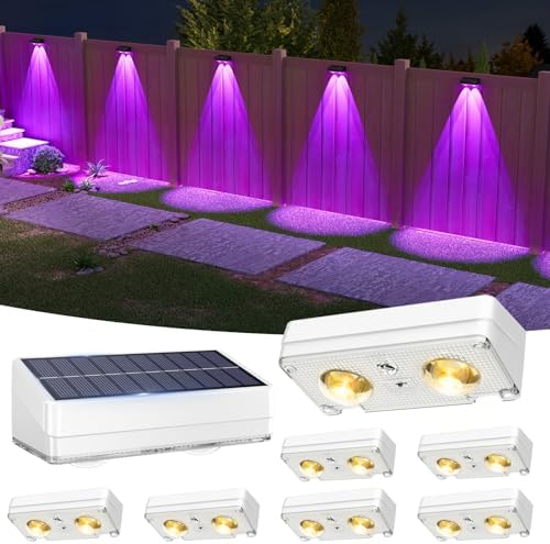 VOLISUN Solar Fence Lights Outdoor 8 Pack, 50Lumen RGB Color Changing by VOLISUN
