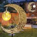 Solar Lights Outdoor Waterproof Fairy Moon Crackle Glass Lights with Metal Angel Decor for Walkway Yard Patio or Garden Gifts for Mom Grandma Friends by QOCNAM