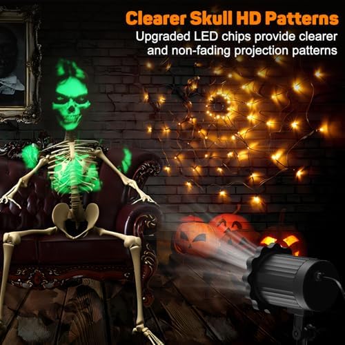 Halloween Projector Lights Outdoor Indoor - 3D Dynamic Green Skull Ghost Projector Decorations Lights, Waterproof Halloween Light for Window, Ground, Roof, Wall,Cemetery, Halloween Decor - Image 2
