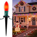 Christmas Pathway Lights Outdoor,25.7 Ft Lights with 20 Red and White Bulbs by Brightown