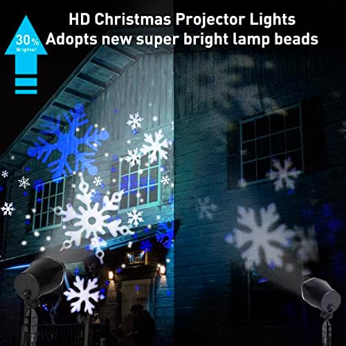 EAMBRITE Christmas Projector Lights LED White Blue Rotating Snowflake Projector Light for Birthday Wedding Theme Party Garden Home Winter Outdoor Indoor Decor - Image 2