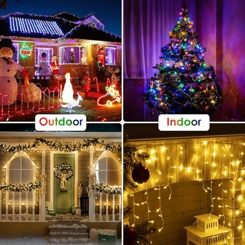 88FT 240LED Connectable String Lights Indoor Outdoor Clear Wire, Warm White⇋Multicolor Christmas String Lights, Plug in Twinkle Fairy Light With Timer For Wedding Patio Tree Yard Christmas Decorations - Image 7
