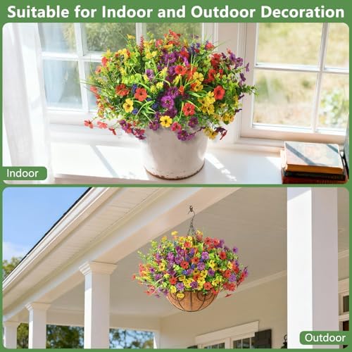 Hommyea Artificial Fake Flowers Plants for Outdoors Silk Spring Home Decor - Image 6