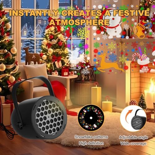 LED Christmas Projector Lamp, 16-Pattern HD Projector Light, USB-Powered mini ABS Projector, Indoor Outdoor Home Decor for Living Room Bedroom Party - Image 3