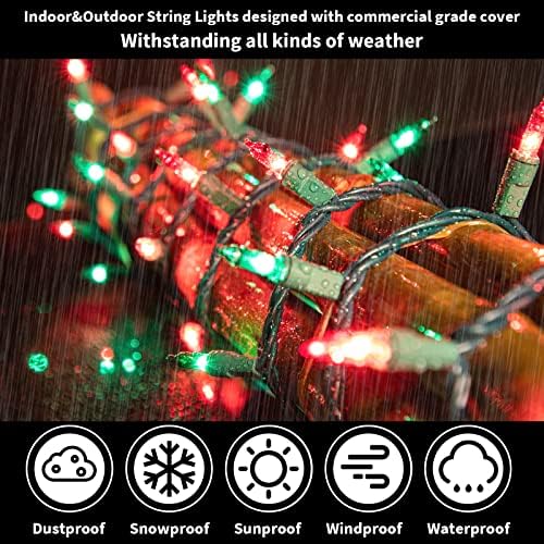 LAMPHOME Super-Bright Extendable Christmas Lights Decoration 100 Lights 19.6ft UL Certified Mini Bulb String Lights for Outdoor Christmas Tree Garden Party Patio Garland Decor (Red+Green) - Image 6
