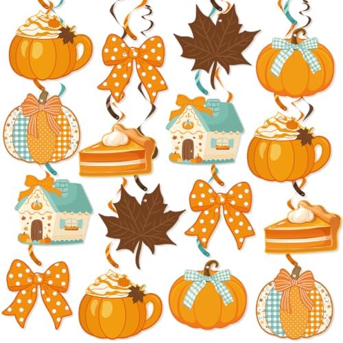 Fall Party Decoration Pumpkin Hanging Swirl Polka Dot Bow Themed Swirls Streamers for Home Thanksgiving Autumn Harvest Party Supplies by WelcometotheMilanody%EF%BC%81