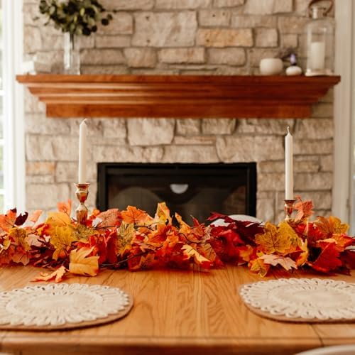 CQURE 14 Pack Fall Leaf Garland, Total 82.6Ft Artificial Fall Vines Autumn Garland Fall Maple Leaves Thanksgiving Decor for Home Wedding Fireplace Party - Image 6