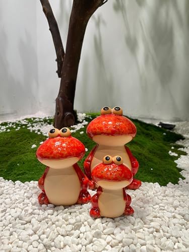 Frog Garden Decor Set of 3,Funny Cute Ceramic Frog Garden Statues Yard Decoration Outdoor Holiday Decorations,Ideal Ornament for Outside Pond Pool Patio Front Porch Backyard (Red) - Image 6