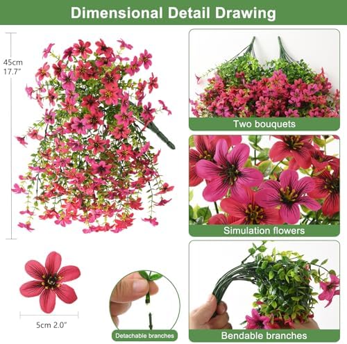 Artificial Flowers for Outdoor Faux Hanging Plants Spring Outside Decor - Image 2