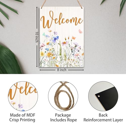Spring Wooden Welcome Signs, Spring Door Decor, Spring Decorations for Home, Rustic Farmhouse Spring Hanging Plaque for Front Door Wall Porch Outdoor 8x10 Inch - Image 7