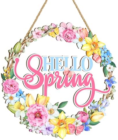 Britimes Welcome Door Sign, Wooden, for Front Door, Floral Flower by Britimes