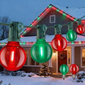 Abeja 50FT Multicolor Christma Lights Outdoor, Red/Green Christmas Lights with 25 LED Colorful Bulbs(2 Spare), Outside Christmas Hanging Light for Tree Roofline Holiday Party by Abeja