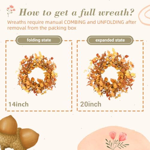 YNYLCHMX 20" Fall Wreath for Front Door, Eucalyptus and Sorghum Decor - Image 3