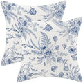 CXMEIFLY Spring Floral Leaves Pillow Covers 18 x 18 Inch Set of 2 for Chinoiserie Flowers Decor Throw Pillows Blue and White Seasonal Plant Outdoor Decorative Cushion Cases for Couch Bed Decorations by CXMEIFLY