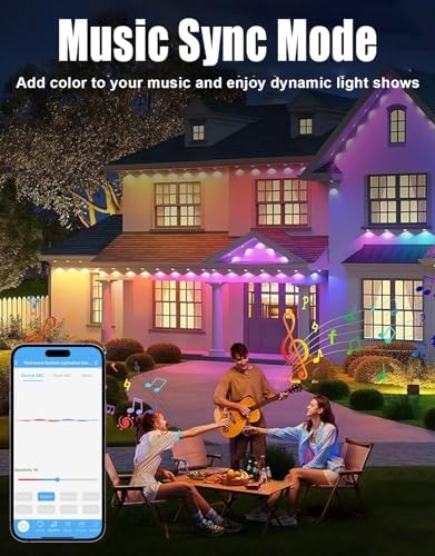100ft Permanent Outdoor Lights for House, Smart RGB+IC Seasonal Decor - Image 6
