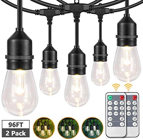 Lakumu 2-Pack 3 Color Dimmable LED Outdoor String Lights with Remotes by Lakumu