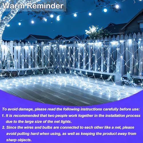 Lovelite 510 LED Christmas Net Lights, 28ft x 5ft Mesh Lights Outdoor Clear Wire 8 Modes, Waterproof Connectable String Lights Plug in for Xmas Tree Bushes Garden Holiday Party Decorations - White - Image 3