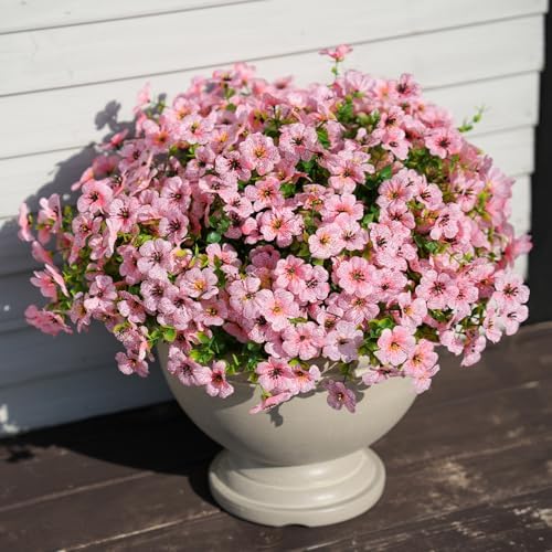 24 Bundles Artificial Flowers for Outdoor Realistic Faux Flower Spring Summer Garden Home Decoration, Hanging Daisy with Eucalyptus Leaves Fake Plants Greenery Balcony Porch Patio Front Door Decor by StymedecaArtificialFlowers
