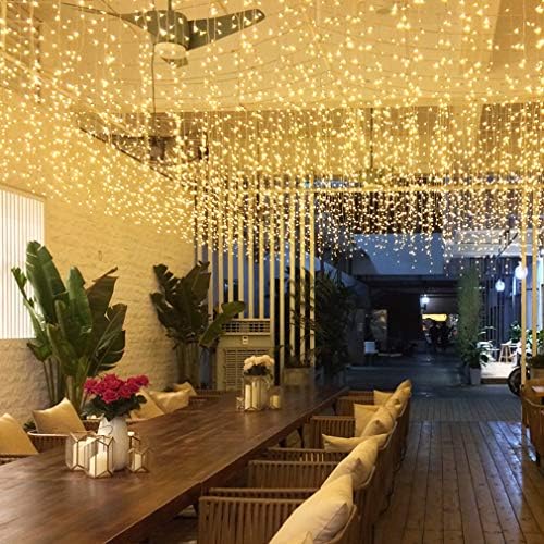 GTSYDING LED Icicle String Lights, Christmas Icicle Lights 16.4FT 216 LEDs Window Curtain Starry Fairy Lights Plug in 8 Modes for Wedding Party Bedroom Garden Patio Outdoor Indoor (Warm White, 5) - Image 3