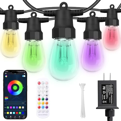 CAWWS Outdoor String Lights 27FT, Color Changing Patio Lights, Waterproof by CAWWS