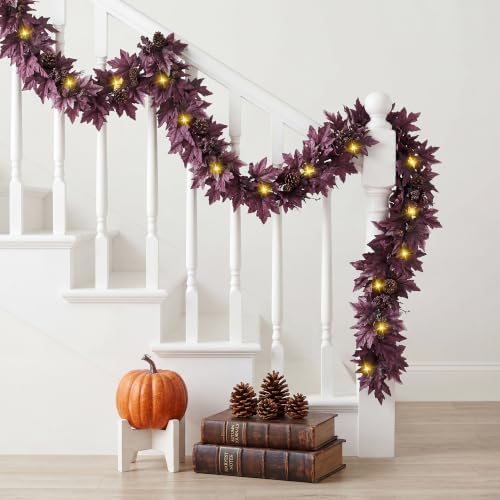 Ghrdopy 6Ft Fall Garland with 30 Lights & Timer Mantle Decor - Image 3