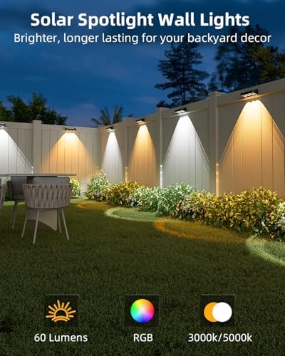 JOFIOS Solar Fence Lights Outdoor, 9 Fixed Colors ＆ Color Changing Fence Lights Solar Powered Waterproof IP65 Dusk-to-Dawn LED Deck Lighting for Patio, Railing, Pool, Porch, Backyard, Wall, 16 Pack - Image 7