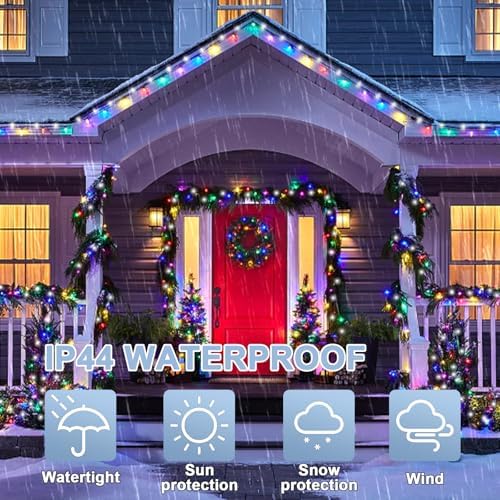 99ft Christmas Decorative Mini Lights, 300 LED Transparent Wire Fairy Starry String Light Plug in, 16Lighting Modes for Indoor Outdoor Xmas Tree Wedding Party Decoration (White and Multicolor) - Image 3