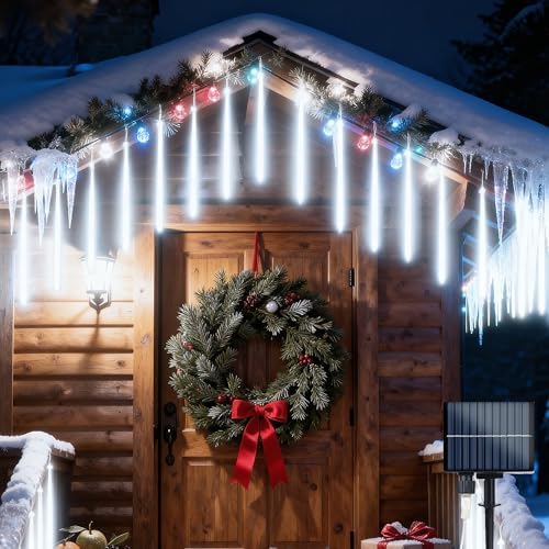 20 Tubes White Solar Meteor Shower Icicle Lights 480 LED Christmas Outdoor by Flacchi