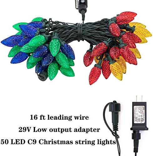 AWQ 50LED 49FT C9 Christmas String Lights Plug in Fairy Twinkle Multicolor - Image 5