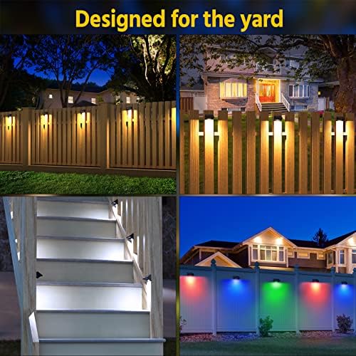 NIORSUN Outdoor Fence Lights, 24 Pack Waterproof LED Solar Fence Lights with 1500mAh Battery, Warm White/Cool White/RGB, Easy-to-Install Wall Light for Deck, Patio, Railing, Stairs, Backyard – Black - Image 3