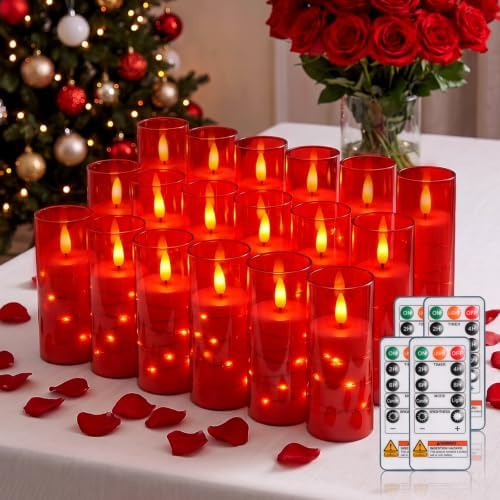 Raycare 18 Pcs Flameless Battery Operated Pillar Candles with Remote Timer by Raycare