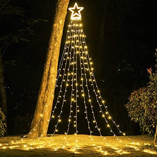 Waterfall Christmas String Lights with 317 LED Star Hanging Twinkle Fairy Curtain Lights for Party Wedding Patio Indoor Outdoor Decorative Water Flow Lights by MUYUN
