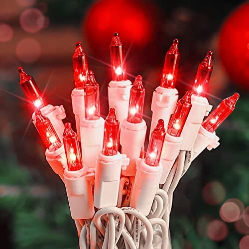 Hopolon 2PACK 50-Count 13ft Red Christmas Lights with White Wire by Hopolon