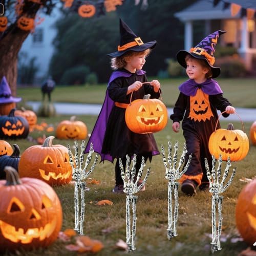 Halloween Decorations Outdoor,Solar 4 Pack Light Up Skeleton Arm Decorations,120 LED Purple & Orange Lights with 8 Modes,Halloween Skeleton Arm String Lights for Porches Yards Gardens Lawn - Image 6