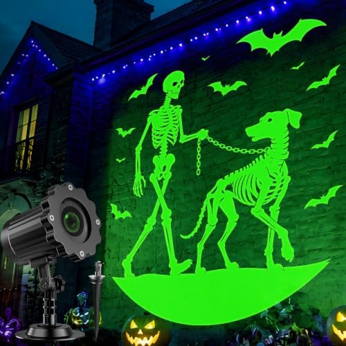 Halloween Projector Lights, Skeleton Walking Dog 3D Dynamic Projector by Nagudenfo