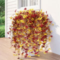 6 Pcs Fall Artificial Hanging Flowers Outdoor, Maroon, Yellow by FineCheer