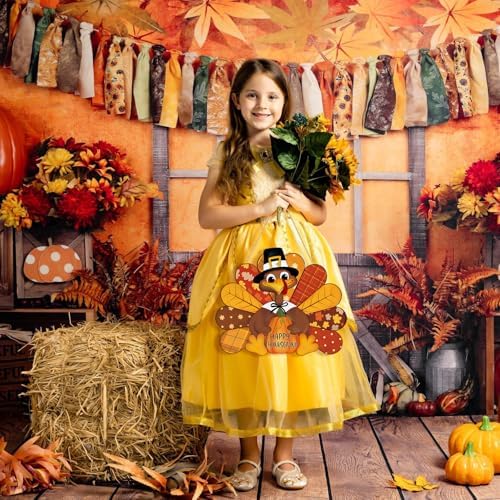 Thanksgiving Decoration Wooden Turkey Pumpkin Door Wreath for Front Door Sign Wall Signs, Thankful Blessed Grateful Pumpkin Sign Hanging for Fall Autumn Harvest Home Halloween Decoration - Image 6