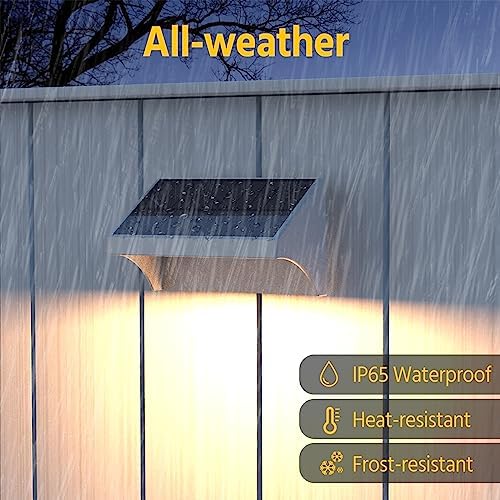 NIORSUN Outdoor Fence Lights, 6 Pack Waterproof LED Solar Fence Lights with 1500mAh Battery, Warm White/Cool White/RGB, Easy-to-Install Wall Light for Deck, Patio, Railing, Stairs, Backyard – White - Image 6