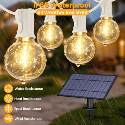 Mlambert 50FT(25FTx2) Solar String Lights with 20+2 LED G40 Bulbs, White - Image 4