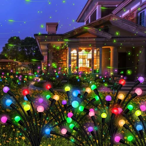 Kohlrabi Solar Garden Lights Outdoor, 4 Pack 32 LED Solar Firefly Lights Waterproof, Sway by Wind, Swaying Light for Yard Patio Backyard Garden Planter Flower Bed Pathway Outdoor Decoration by KohlrabiDecor