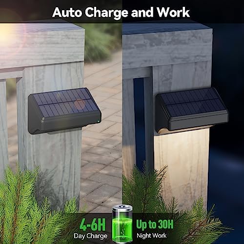 Bridika Solar Fence Lights, Fence Lights Fence Solar Lights Outdoor Waterproof Warm White & Color Glow LED Solar Lights for Backyard, Patio, Deck Railing, Stair Handrail, Pool and Wall (12 Packs) - Image 6