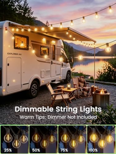 LACHON Outdoor String Lights Waterproof 50 FT with 25 G40 IP65 Bulbs - Image 4